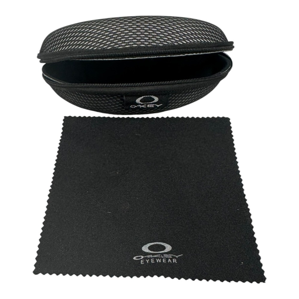 Oakley Hardshell Sunglasses Eyeglasses Case Black Mesh Zip Cleaning Cloth